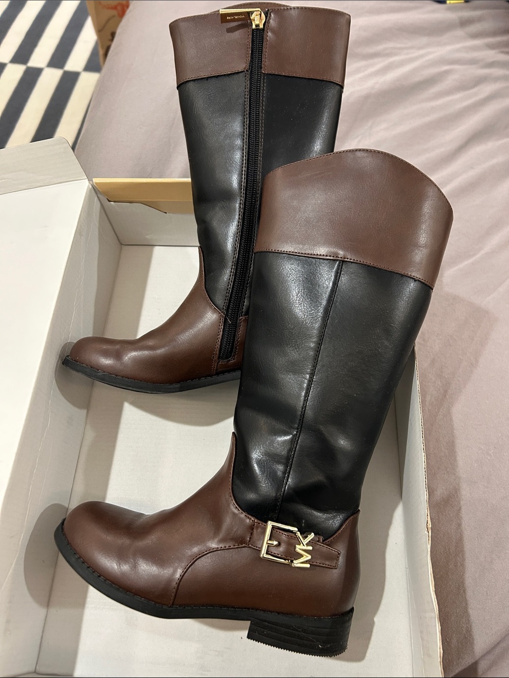 Michael Kors little girls Two-Tone Brown & Black Riding Boots